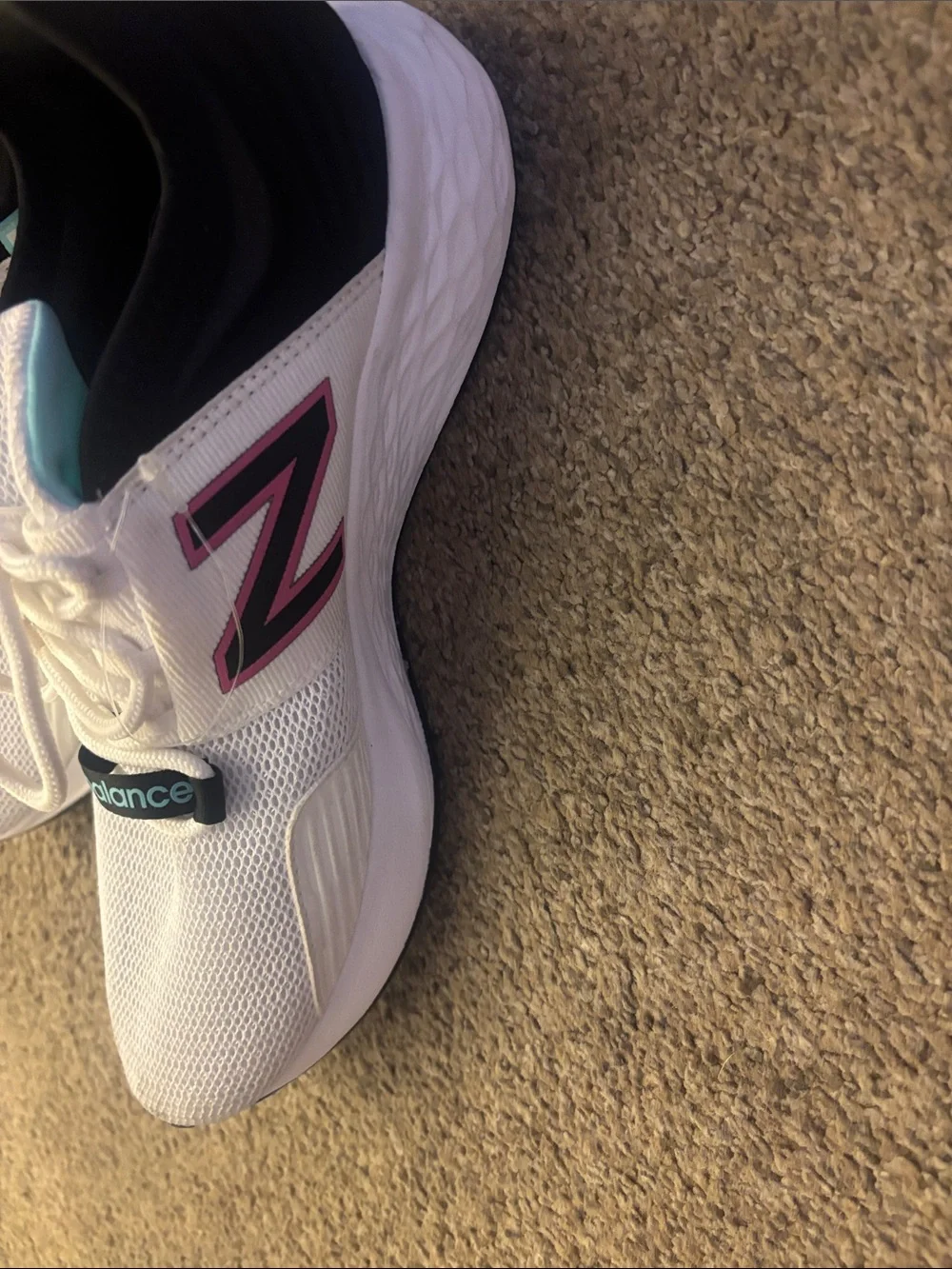 New Balance  White Sneakers with Pink and Teal Accents